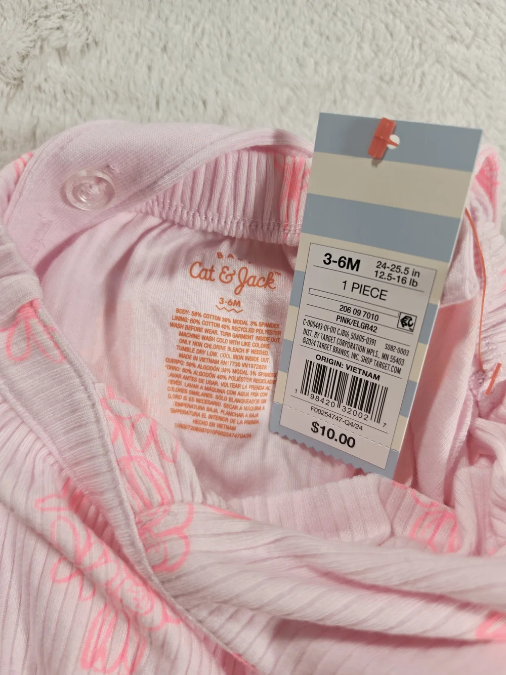 Cat & Jack Light Pink Ruffle Floral Baby Romper(OBX-09,OBX-10)